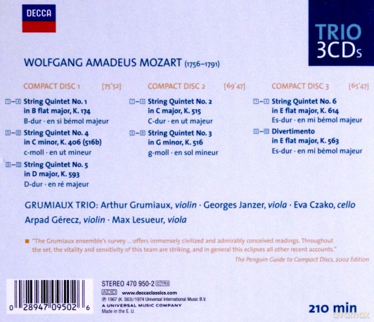 Grumiaux Trio: Mozart String Quintets [3CD]
