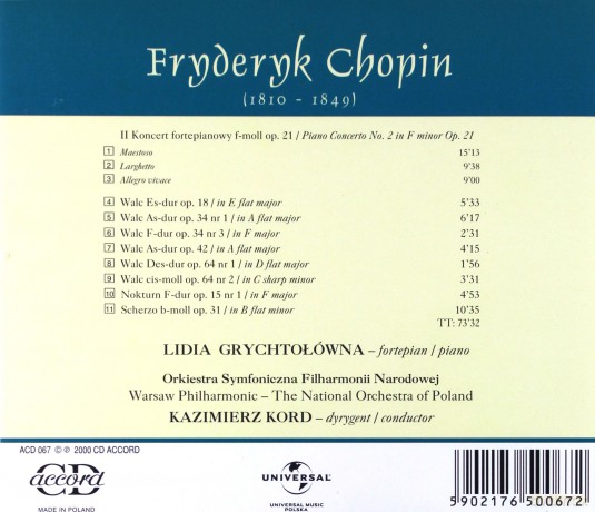 Grychtałówna: Chopin-Koncert Fortepianowy 2 [CD]