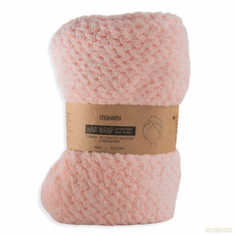 Turban - ręcznik do włosów z mikrofibry Mohani - różowy