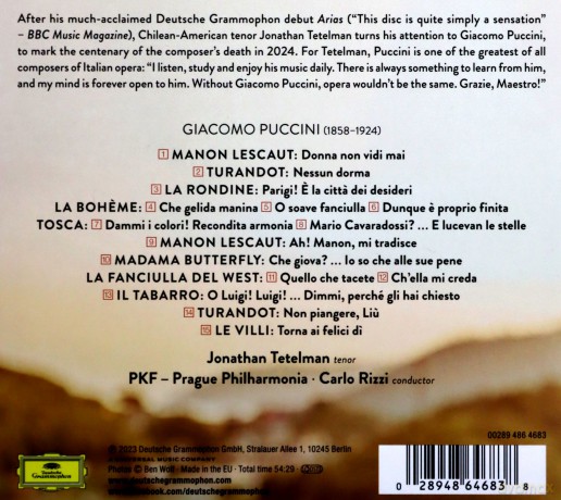 Jonathan Tetelman: The Great Puccini [CD]