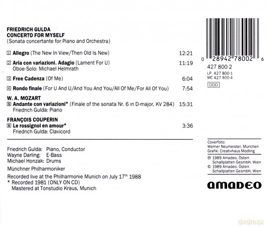 Gulda Friedrich/+: Gulda:Conc.For Myself [CD]