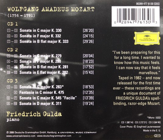 Gulda Friedrich: Mozart Tapes:10 Sonatas And A Fantasy [3CD]