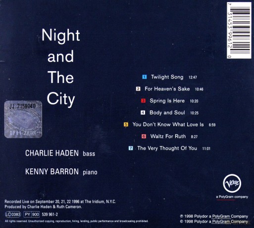 Haden/Barron: Night And The City (digipack) [CD]
