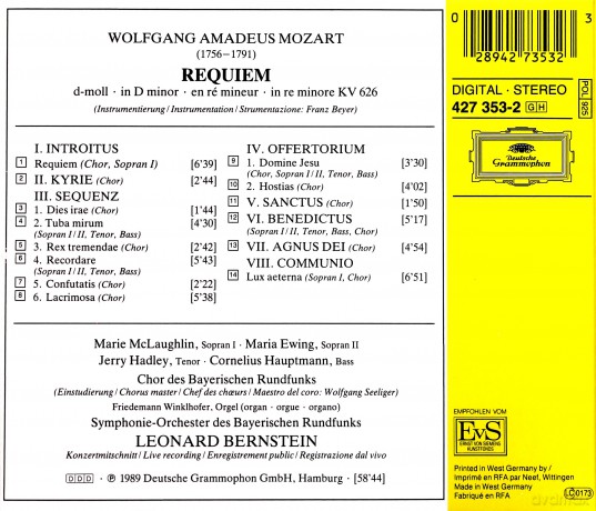 Hadley Bernstein: Mozart:Requiem [CD]