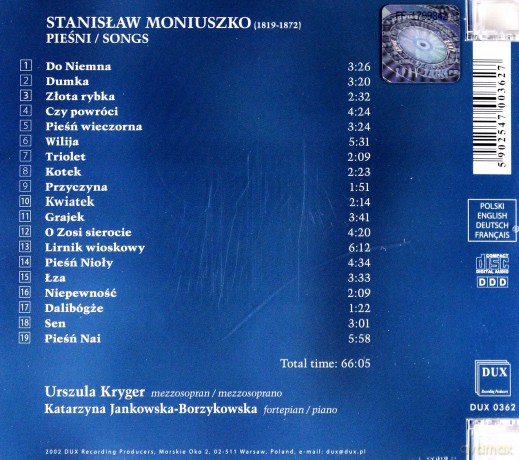 Pieśni - Stanisław Moniuszko [CD]