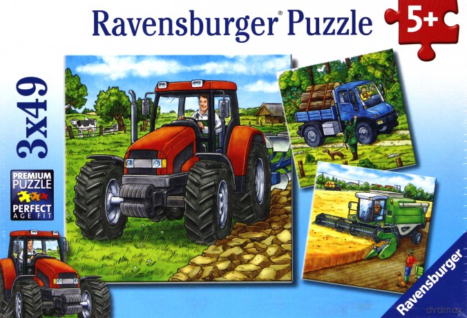 RAVENSBURGER 3x49 el. Maszyny Na Farmie [PUZZLE]