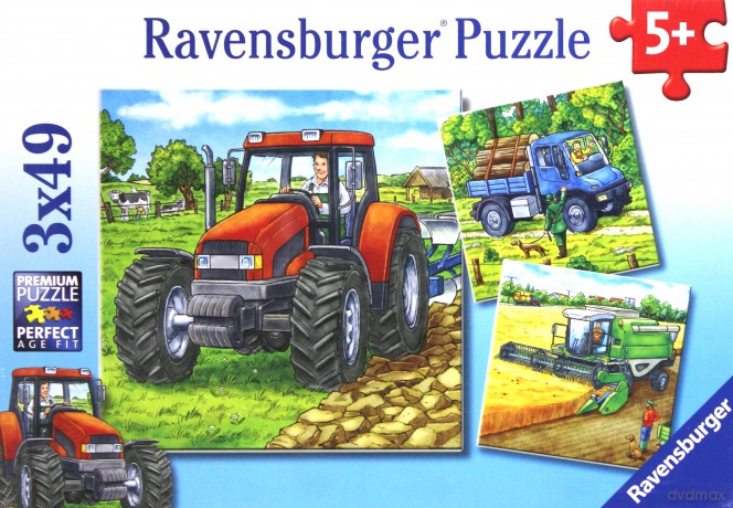RAVENSBURGER 3x49 el. Maszyny Na Farmie [PUZZLE]