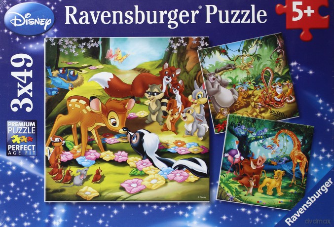 RAVENSBURGER 3x49 el. Bambi, Baloo, Simba [PUZZLE]