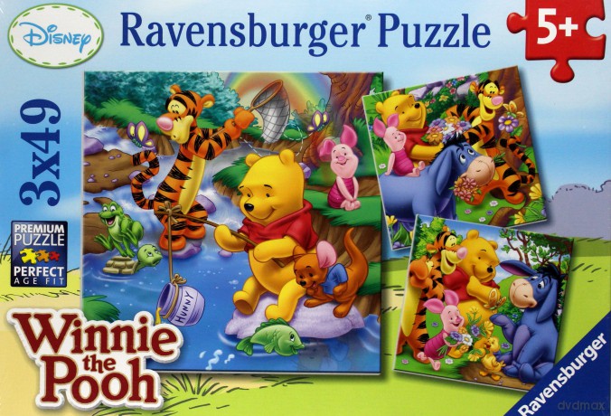 RAVENSBURGER 3x49 el. Kubuś Uwielbia Wędkować [PUZZLE]