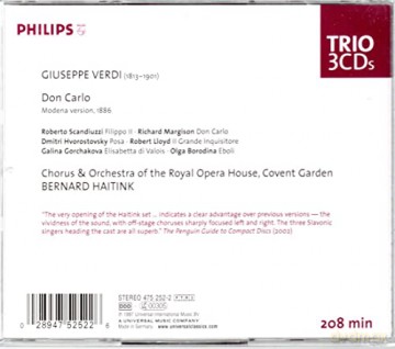 Haitink,Royal Opera Haus,Couvent Garden: Verdi Don Carlos [3CD]
