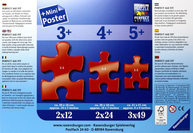 RAVENSBURGER 3x49 el. Zwierzęta Na Farmie [PUZZLE]