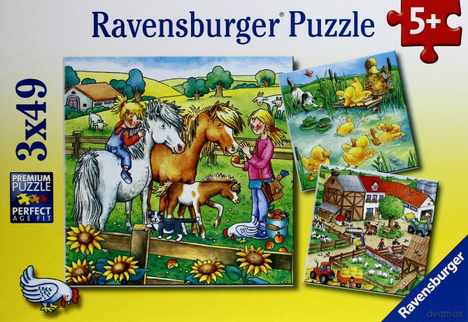 RAVENSBURGER 3x49 el. Zwierzęta Na Farmie [PUZZLE]