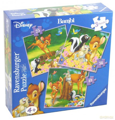 RAVENSBURGER 3 w 1 Nasz Przyjaciel Bambi [PUZZLE]