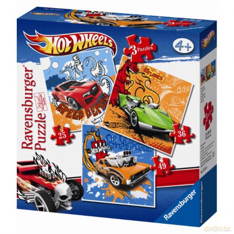 RAVENSBURGER 3 w 1 Hot Wheels 72248 [PUZZLE]
