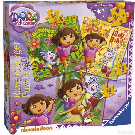RAVENSBURGER 3 w 1 Dora new 2012 71340 [PUZZLE]