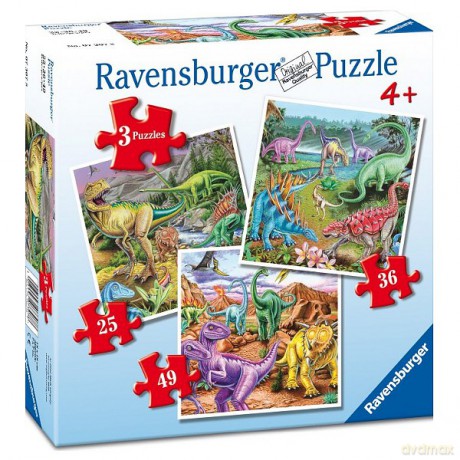 RAVENSBURGER 3 w 1 Dinozaury 73078 [PUZZLE]