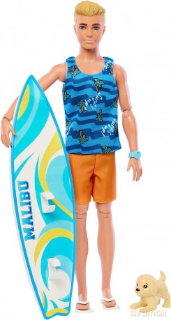 Lalka Barbie Ken z deską surfingową