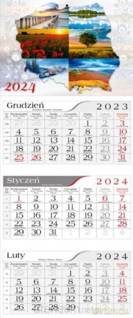 Kalendarz 2024 Trójdzielny Polska [KALENDARZ]