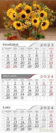 Kalendarz 2024 Trójdzielny Słoneczniki [KALENDARZ]