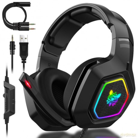 ONIKUMA K10 Słuchawki gamingowe nauszne RGB Czarny