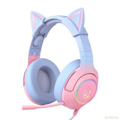 ONIKUMA K9 Cat Słuchawki gamingowe nauszne RGB Biały/różowy