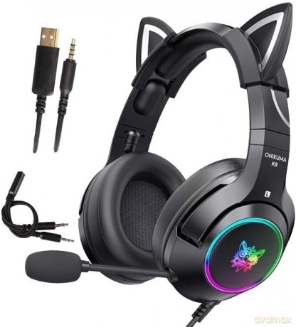 ONIKUMA K9 Cat Słuchawki gamingowe nauszne RGB Czarny