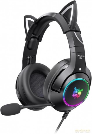 ONIKUMA K9 Cat Słuchawki gamingowe nauszne RGB Czarny