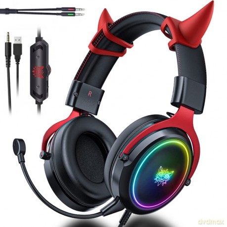 ONIKUMA X10 Devil Słuchawki gamingowe nauszne RGB Czarny
