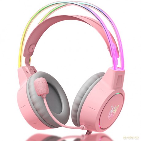 ONIKUMA X15 Pro Słuchawki gamingowe nauszne RGB Różowy