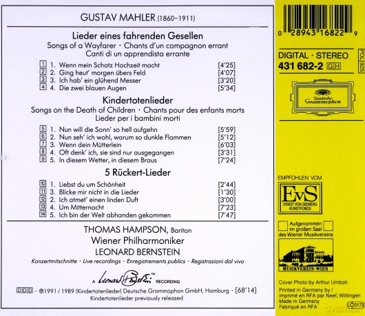 Hampson, Bernstein: Mahler- Lieder Eines Fahr.,Kindertoten [CD]