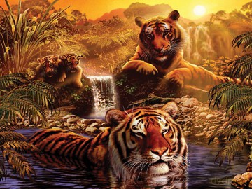 RAVENSBURGER 2000 el. Kąpiel Tygrysów [PUZZLE]