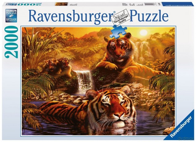 RAVENSBURGER 2000 el. Kąpiel Tygrysów [PUZZLE]