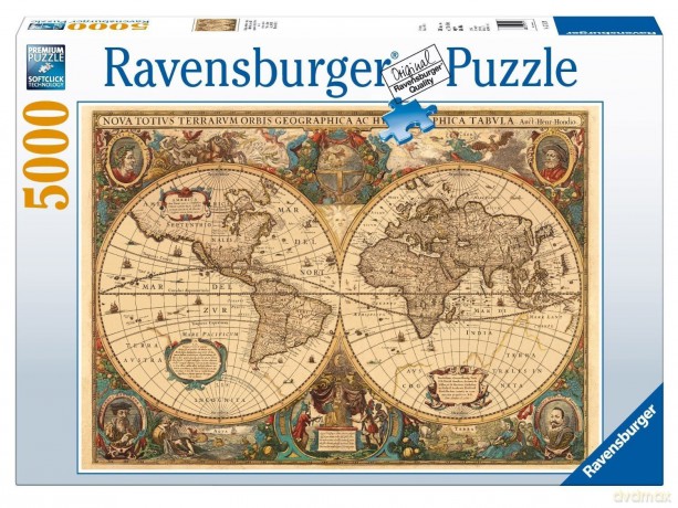 RAVENSBURGER 5000 El. Antyczna Mapa Świata 174119 [PUZZLE]