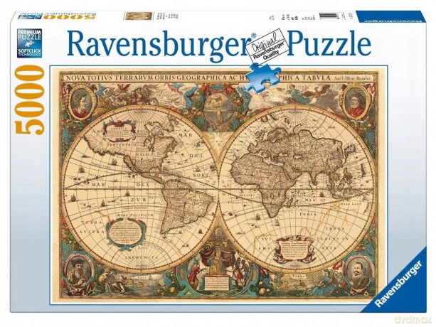 RAVENSBURGER 5000 El. Antyczna Mapa Świata 174119 [PUZZLE]