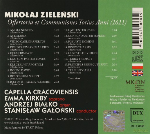 Offertoria et Communiones Totius Anni 1611 - Mikołaj Zieleński [CD]