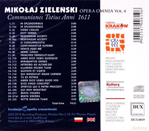 Offertoria et Communiones Totius Anni 1611 - Mikołaj Zieleński [CD]