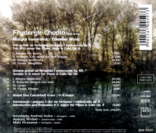 Muzyka Kameralna - Fryderyk Chopin [CD]