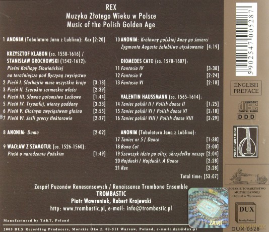 Muzyka Złotego Wieku w Polsce - REX [CD]