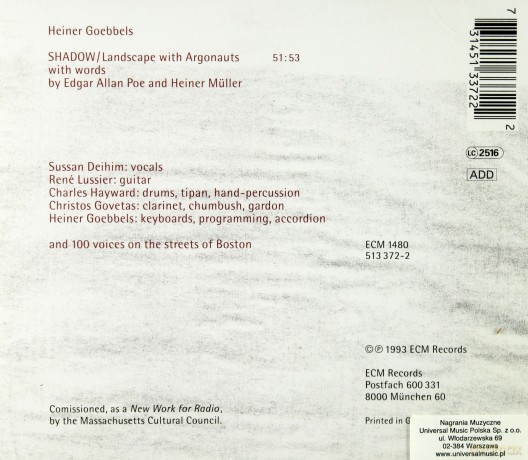Heiner Goebbels: Shadow/Landscape [CD]