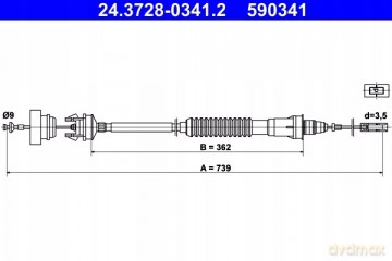 Cięgło, sterowanie sprzęgłem ATE 24.3728-0341.2 Peugeot Fiat Citroen