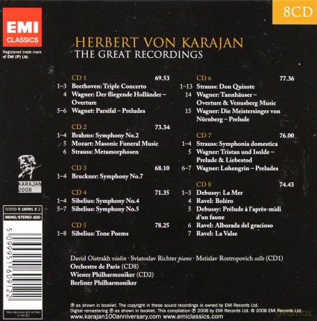 Herbert Von Karajan: The Great Recordings [8CD]
