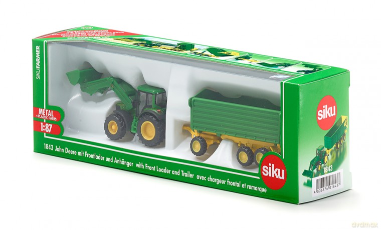 SIKU Traktor John Deere z Przyczepą,Ład. 1843 [MODELARSTWO]