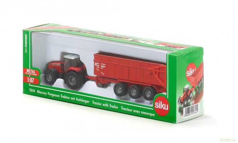 SIKU Traktor Massey Ferguson z Przyczepą 1844 [MODELARSTWO]