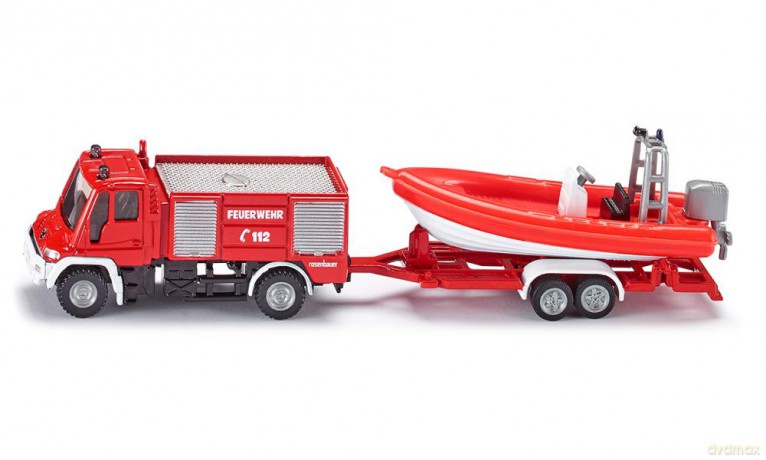 SIKU Straż Pożarna Unimog z Łodzią 1636 [MODELARSTWO]
