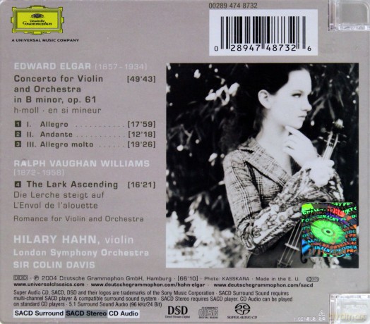 Hilary Hahn: Elgar:Violin Concerto,V.Williams:The Lark Ascending (Hybrid) [SACD]