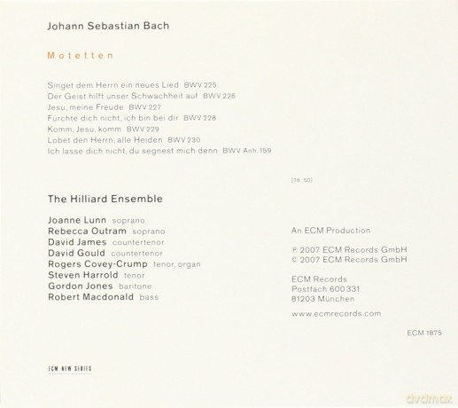 Hilliard Ensemble: Bach:Motets, Bwv 225-230 [CD]