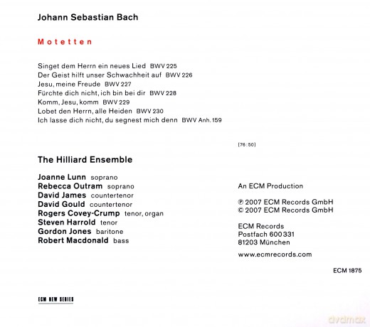 Hilliard Ensemble: Bach:Motets, Bwv 225-230 [CD]