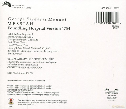 Hogwood: Handel-Messiah [2CD]