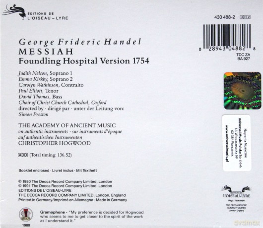 Hogwood: Handel-Messiah [2CD]