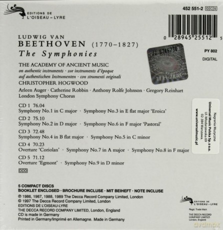 Hogwood,Akademy..: Beethoven:The Symphonien [5CD]